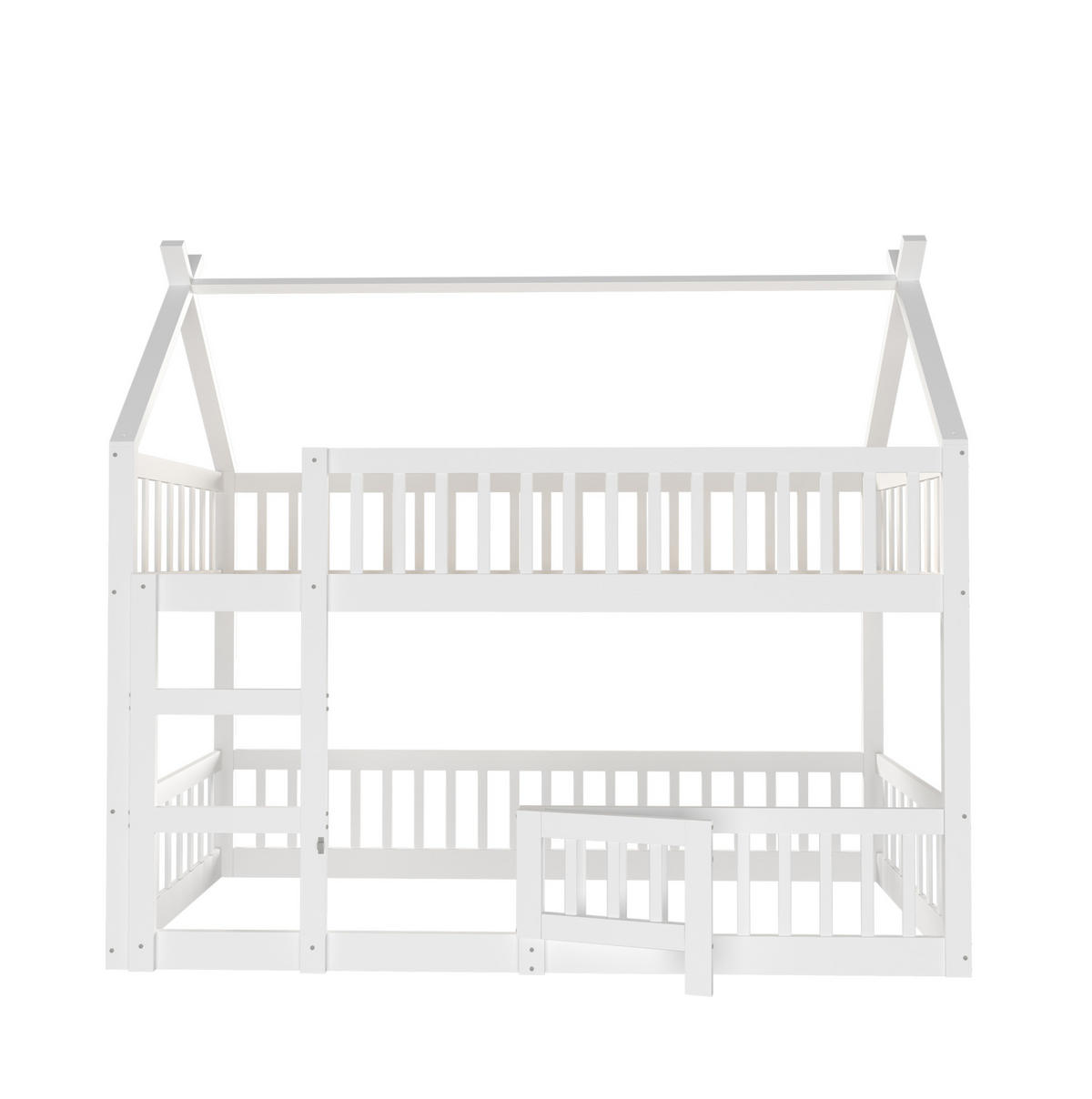 ETAGENBETT mit Treppe und Tür 90x200 cm Weiß - Weiß, Holzwerkstoff (90/200cm) - Beauniv