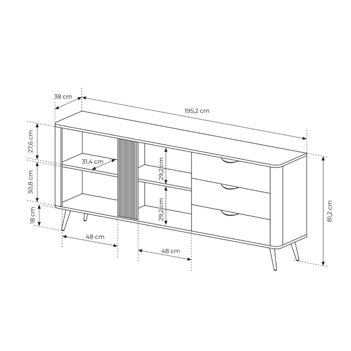 KOMMODE Velia - Braun, Holzwerkstoff (195.2/81.2/38cm) - Pillovely