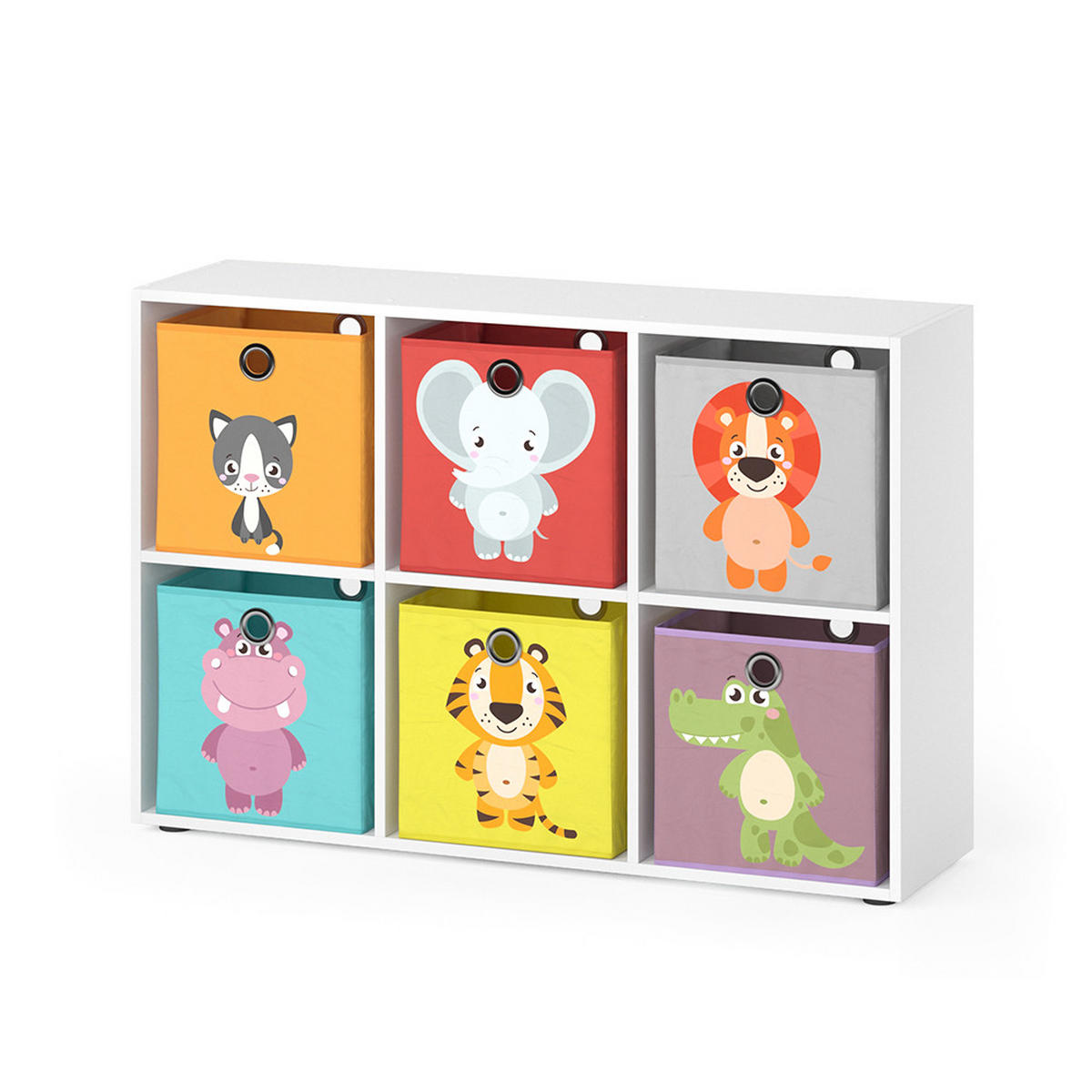 KINDERREGAL Weiß 72 x 107.8 cm mit 6 Faltboxen - Weiß, Holzwerkstoff (72/107.8/29cm) - Vicco