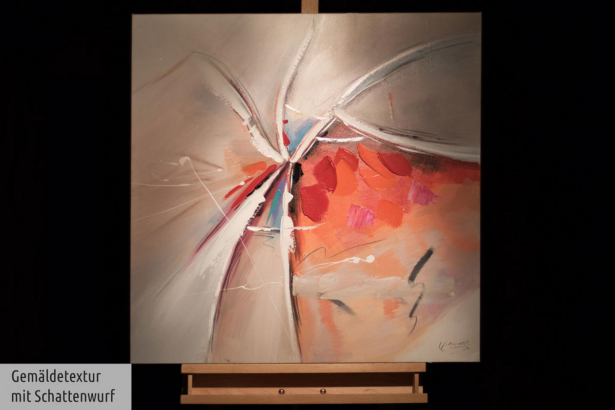 ACRYLBILD HANDGEMALT 80/80 cm - Rot/Weiß, Holz/Textil (1.6/80cm) - KUNSTLOFT