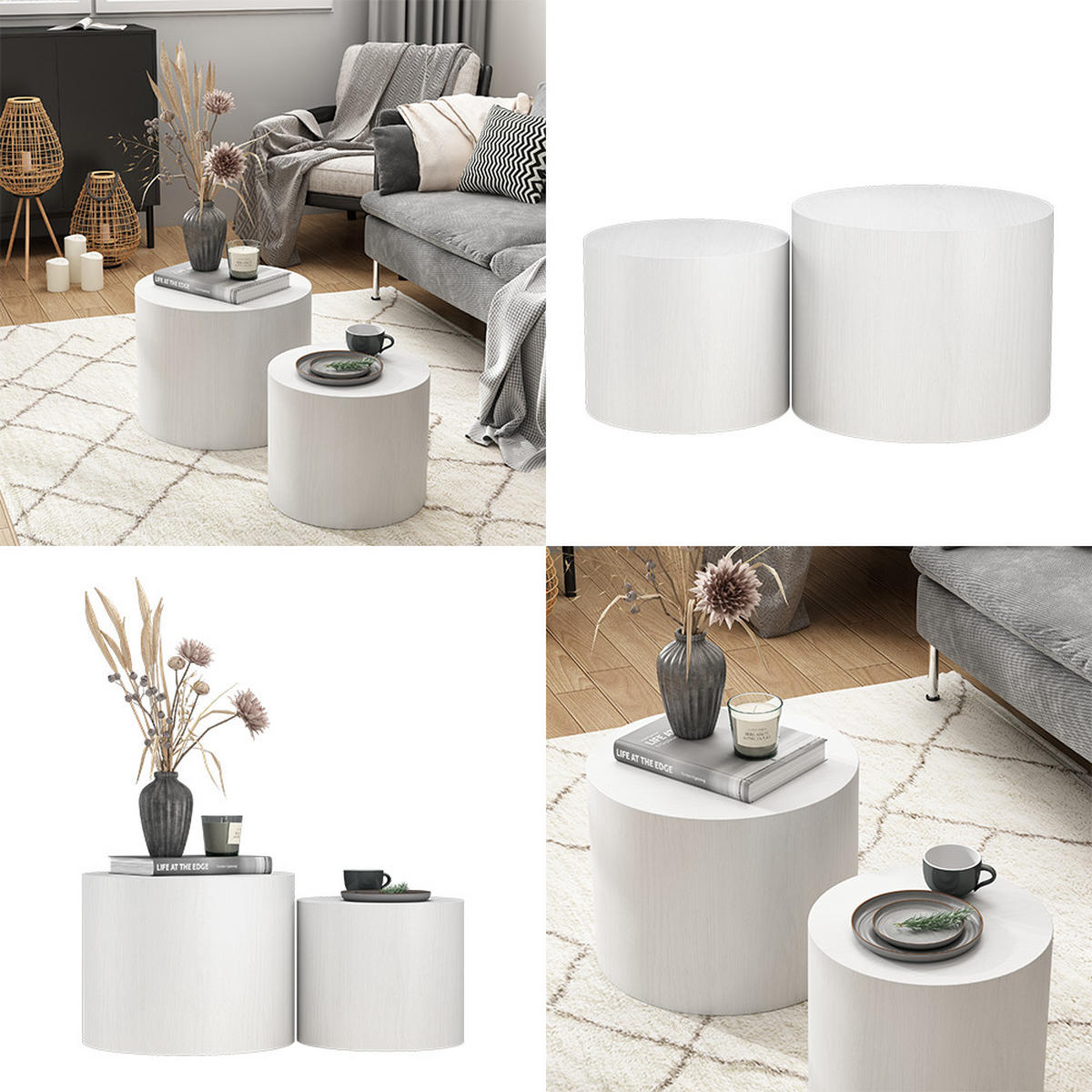 COUCHTISCH-SET Giva Weiß 48 x 48 cm - Weiß, Holzwerkstoff (48/48/38cm) - Vicco