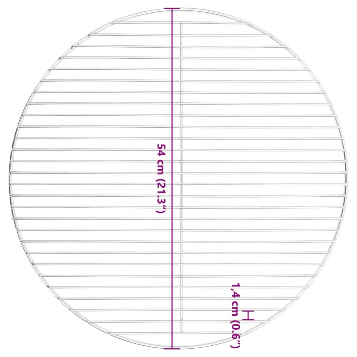 GRILLROST Rund Ø54 Cm 304 Edelstahl - Silberfarben, Metall (54/54cm) - vidaXL