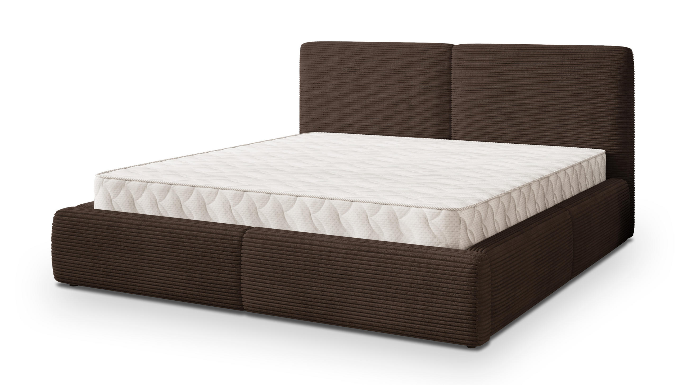 POLSTERBETT FELURO 140x200 cm mit Bettkästen - Braun - Braun, Holz (140/200cm) - MASSENO