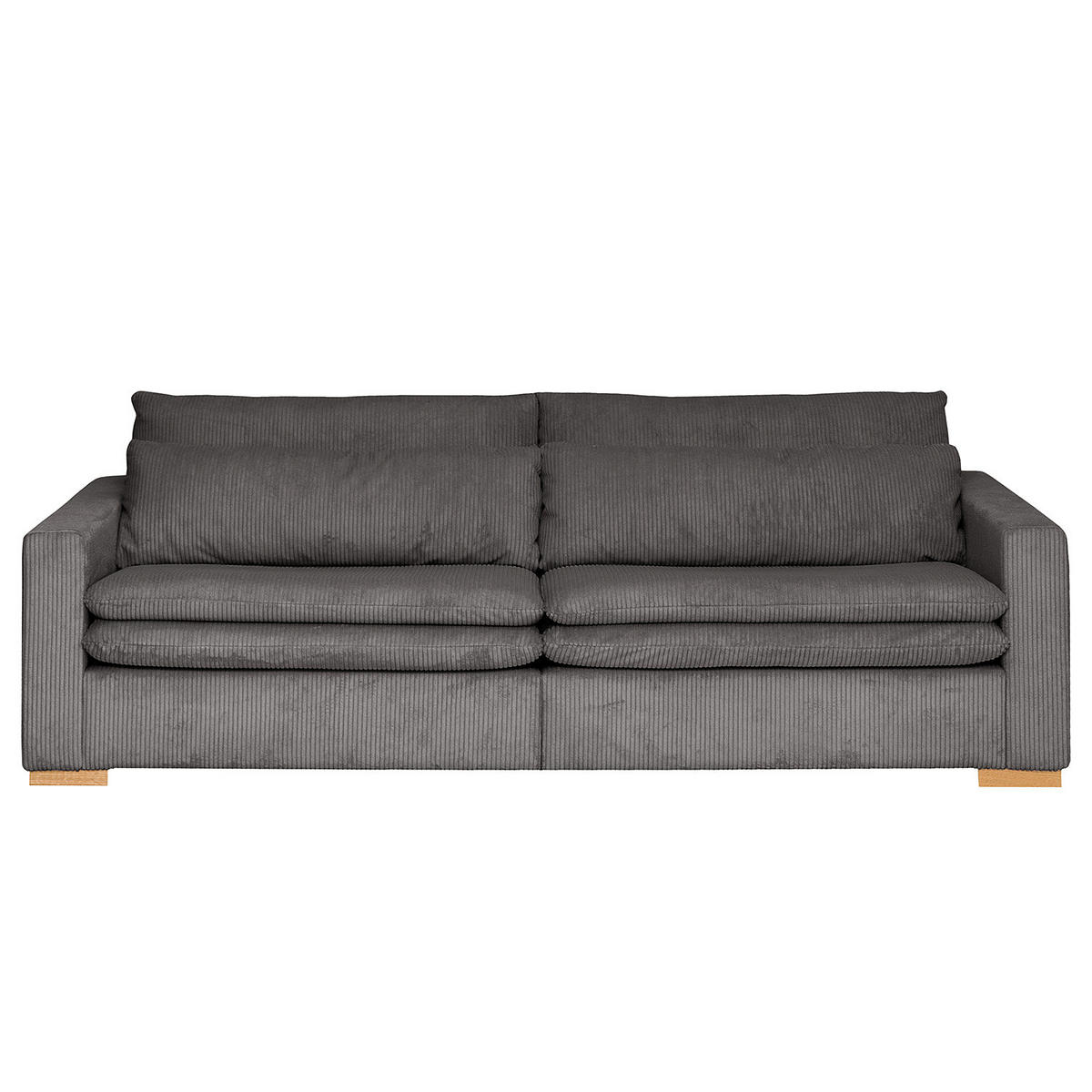 BIGSOFA - Eichefarben/Grau, Eichenholz/Textil (240/82/104cm) - home24