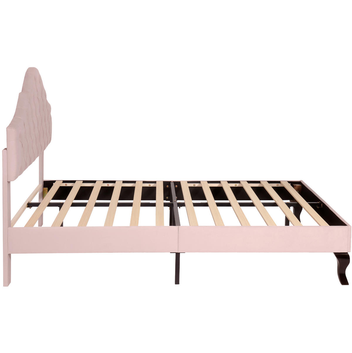POLSTERBETT aus Samt 140x200 cm in Rosa mit Lattenrost & verstellbarem Kopfteil - Rosa, Textil (140/200cm) - Modfu