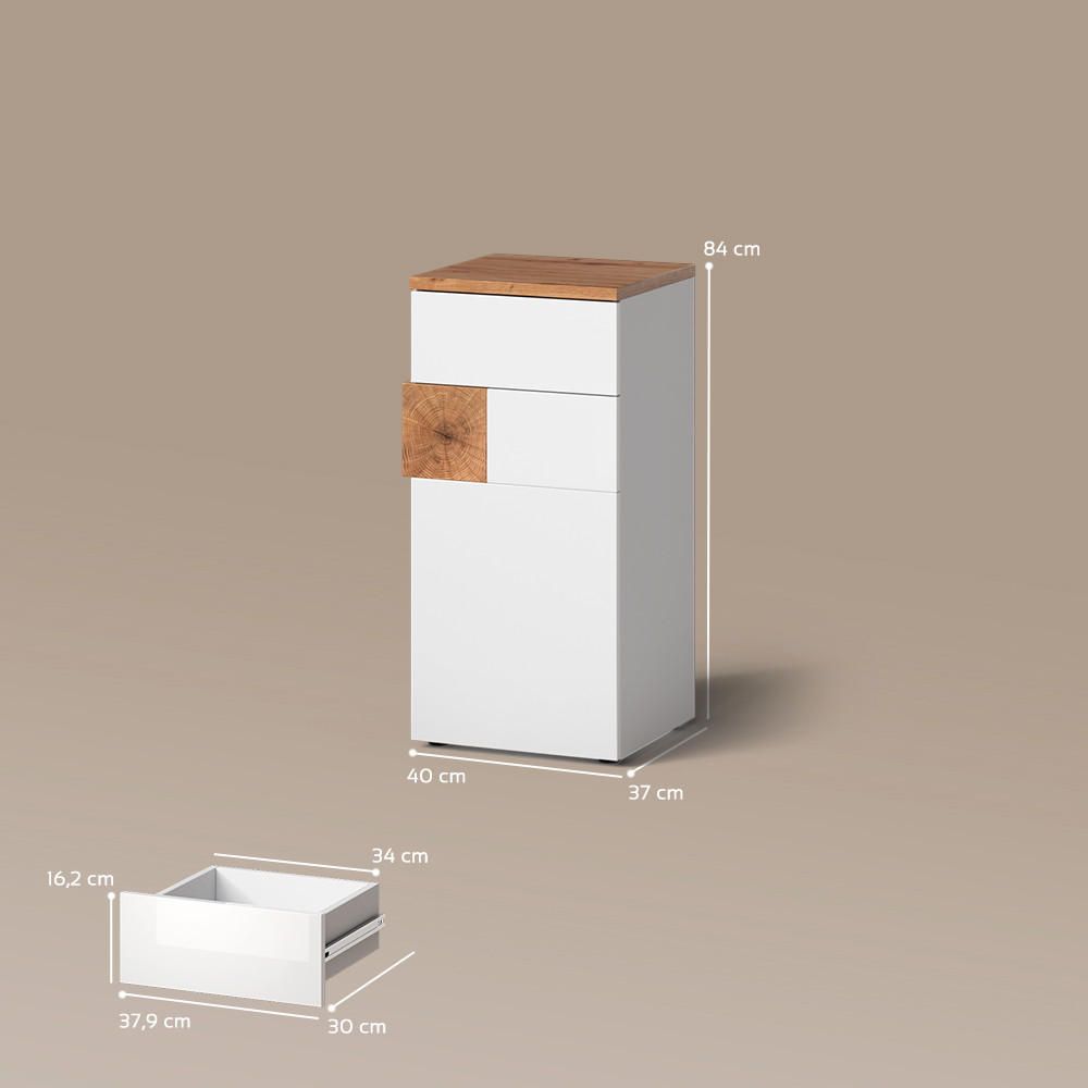 Thumbnail - Livinity® Midischrank, Weiß, Weiß, Holzwerkstoff, 3 Fächer, 1 Schubladen, Rechteckig, 40x84x37 cm, Badezimmer, Badezimme...