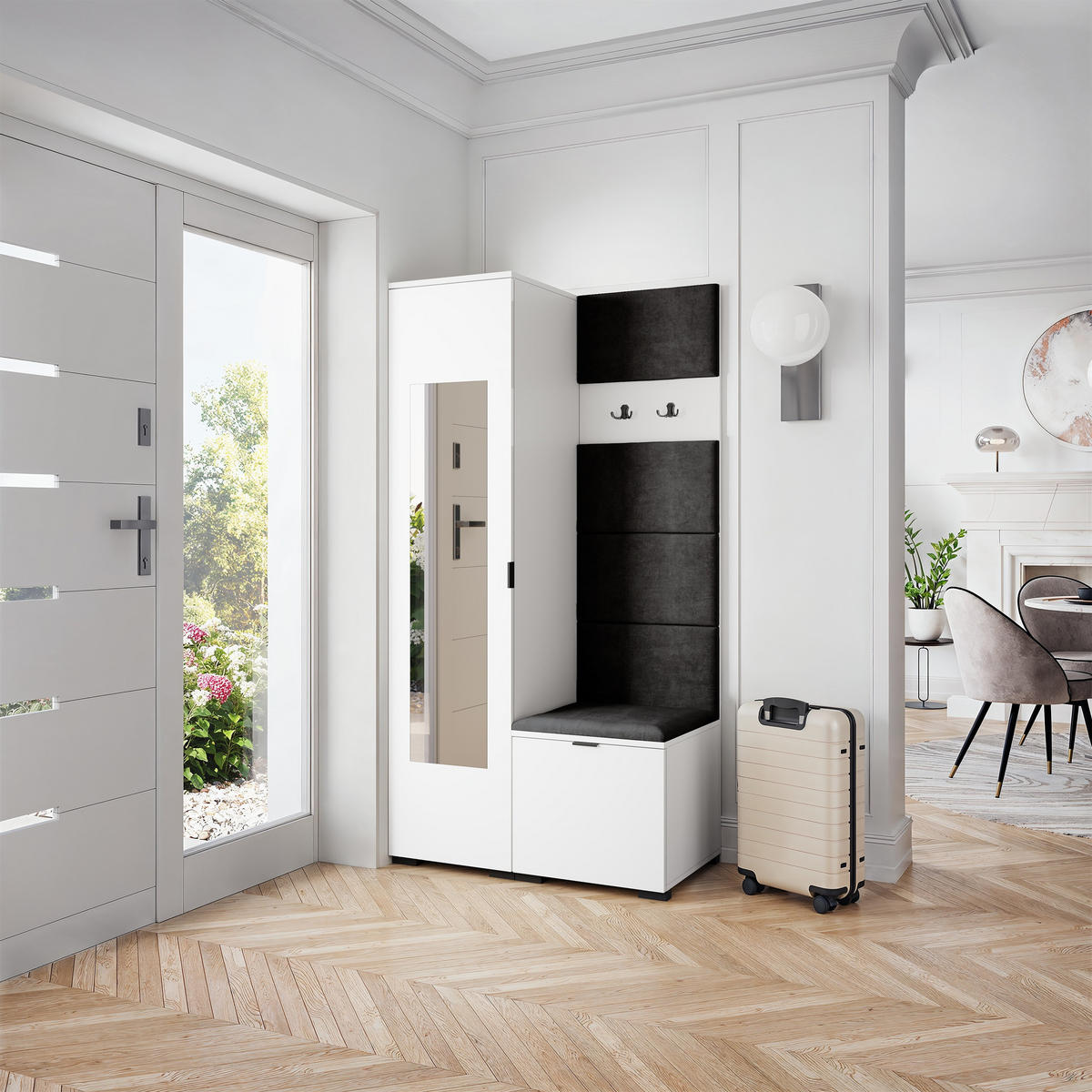 GARDEROBENSCHRANK VIRA 95/181/51 cm Modern Weiß - Weiß, Holzwerkstoff (95/181/51cm) - MASSENO