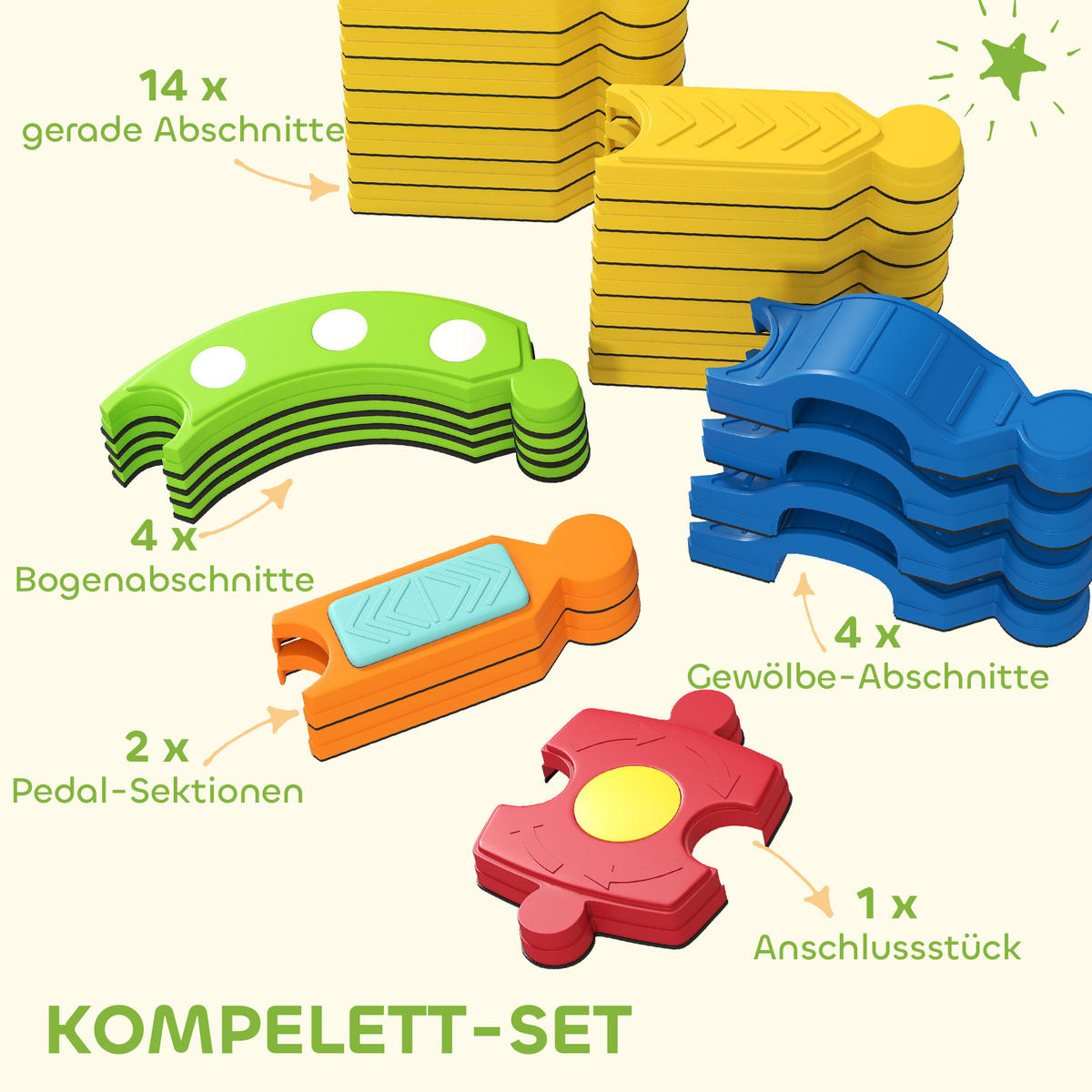 KINDER-BALANCIERBALKEN Kunststoff Mehrfarbig - Multicolor, Kunststoff (176/10.5/176cm) - AIYAPLAY