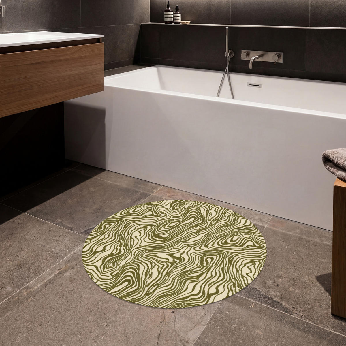 KOUPELNOVÁ PŘEDLOŽKA Abstraktní - Mramor - Zelený 70x70 cm - tmavě zelená, textil/plast (70/70cm)