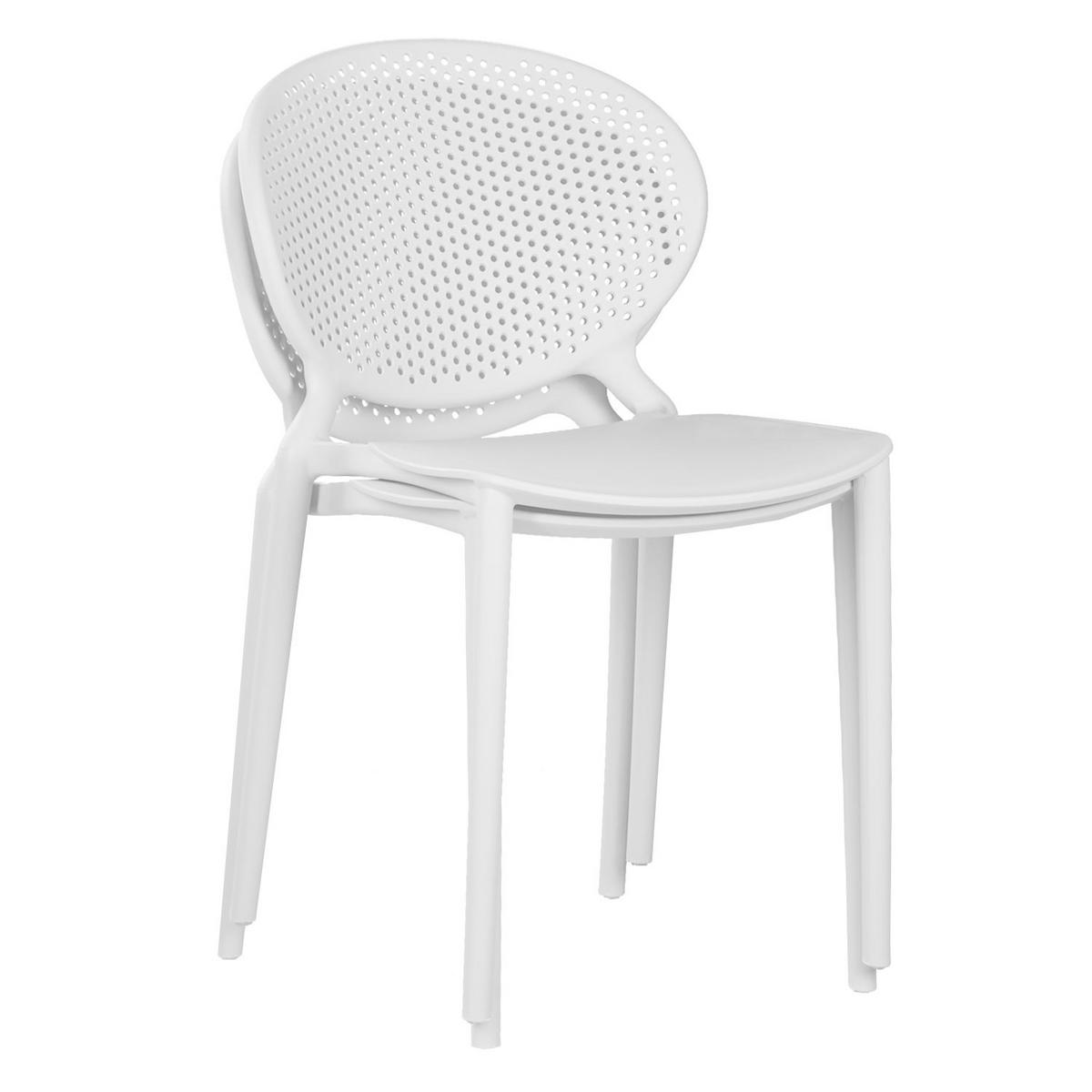 GARTENSTUHL 4er-Set Kunststoff Weiß - Weiß, Kunststoff (41/77/48cm) - Homestyle4u