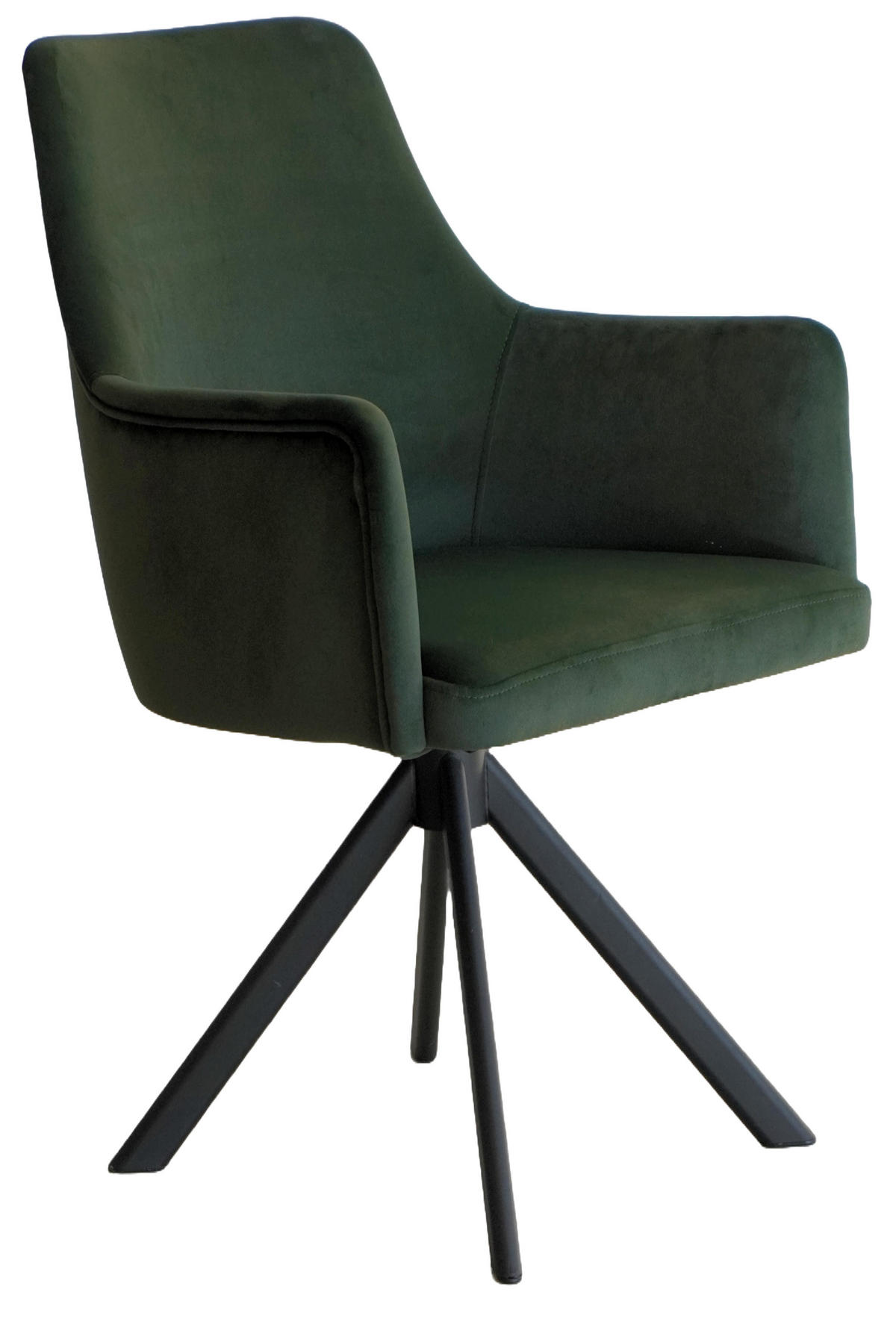 ARMLEHNENSTUHL Sello grün mit S-Fuß drehbar - Schwarz/Grün, Textil/Metall (55/90/58cm) - INKA furniture