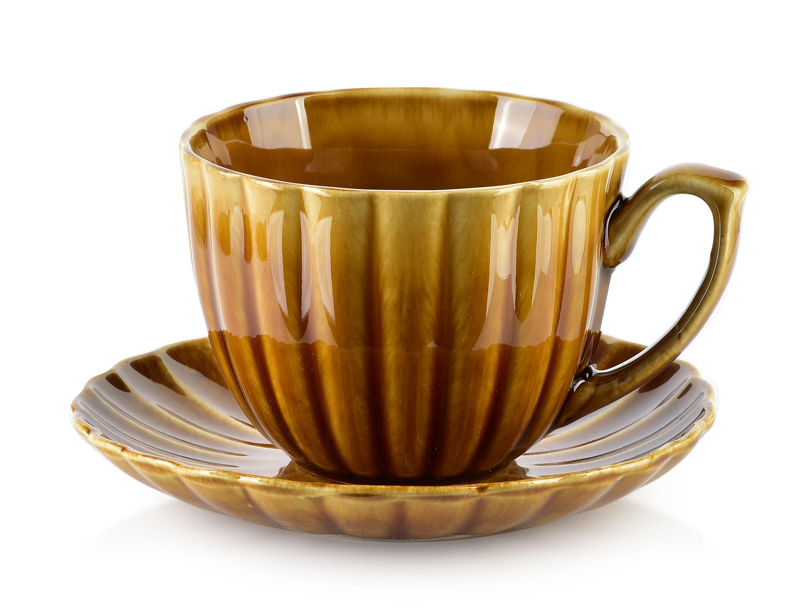 TASSE mit Untertasse Basic Honig 14.8/14.8/9 cm Keramik - Honig, Keramik (0.3L) - Mondex