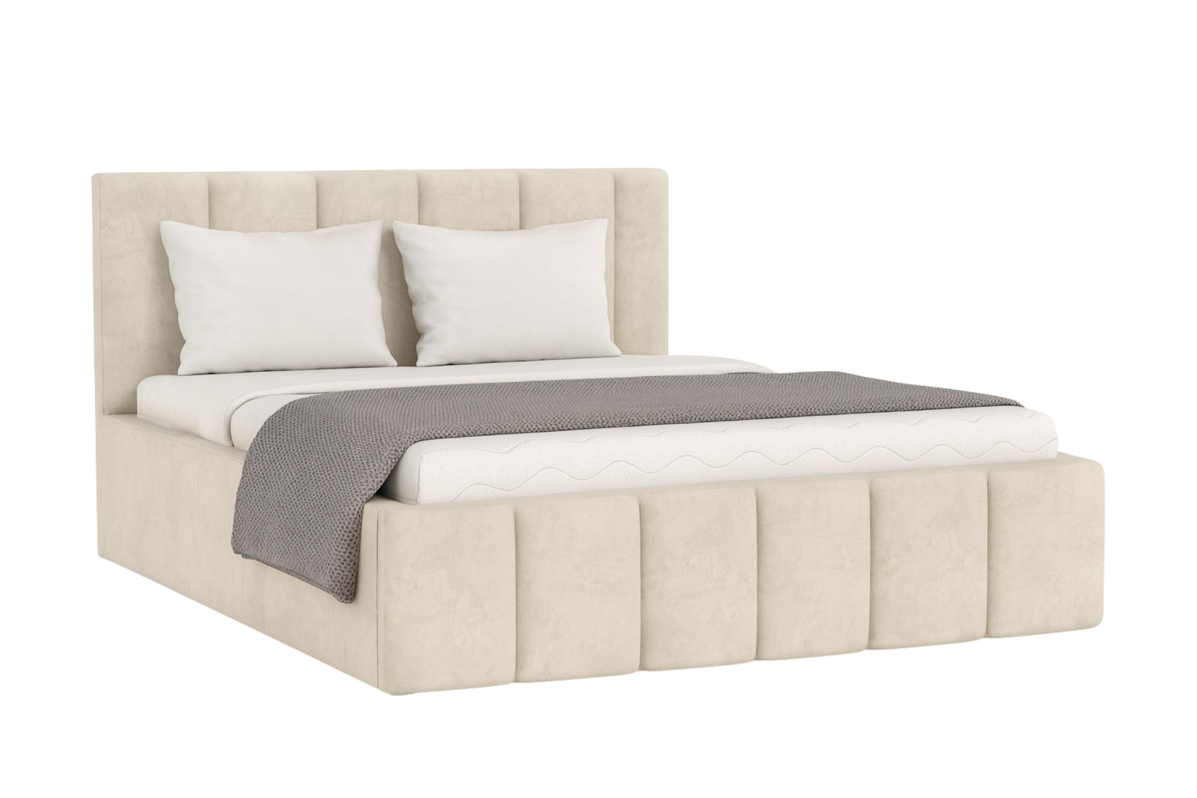 POLSTERBETT MEGAN 180/200 in Velours Beige - Beige, Holz/Holzwerkstoff (180/200cm) - Deine Möbel 24