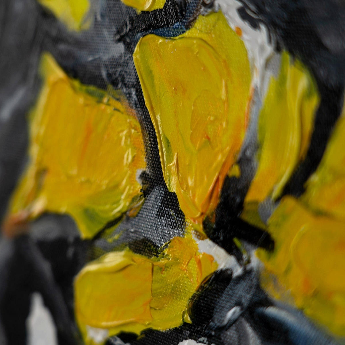 GEMÄLDE Schneeweiße Margeriten Schattenfugenrahmen Schwarz 140x100 cm - Schwarz, Holz (140/100cm) - YS-art gallery