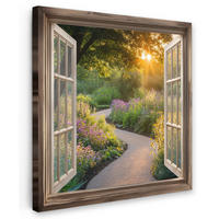 LEINWANDBILD Aussicht - Blumen - Natur - Sonne - Weg 20x20 cm - Hellgelb, Textil (20/20cm) - MuchoWow