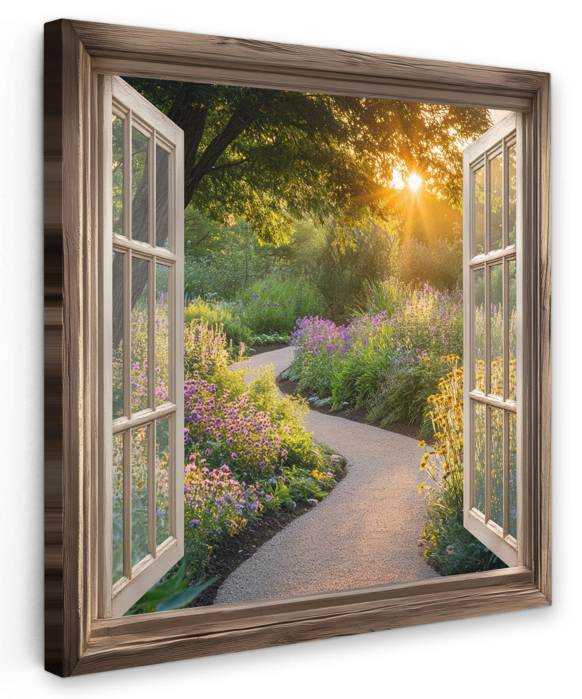 LEINWANDBILD Aussicht - Blumen - Natur - Sonne - Weg 20x20 cm - Hellgelb, Textil (20/20cm) - MuchoWow