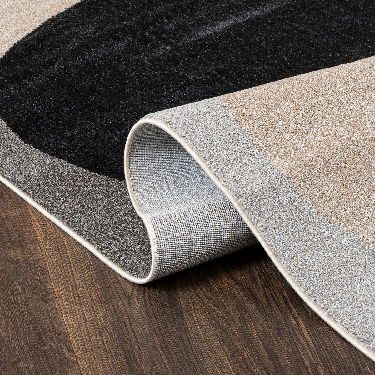 TEPPICH Beige Geometrisch In-Outdoor Pflanzlich Kurzflor Rechteckig 120 x 170 cm - Beige/Schwarz, Textil (120/170cm) - Mazovia
