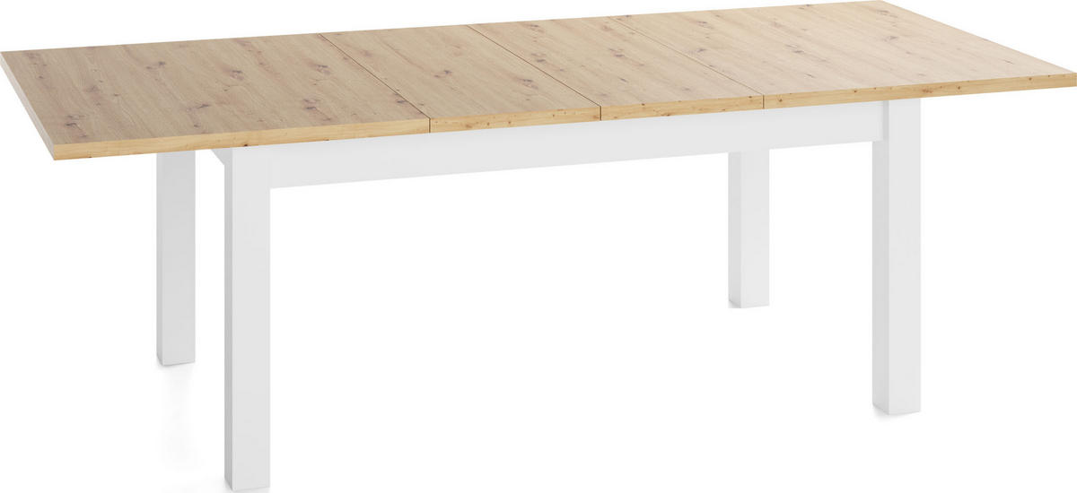 ESSTISCH Lindberg Weiß ausziehbar verlängerbar rechteckig, Eiche Artisan Hellbraun 160-240/90/77 cm - Weiß/Eiche Artisan, Holz/Holzwerkstoff (160/90/77cm) - WFL GROUP