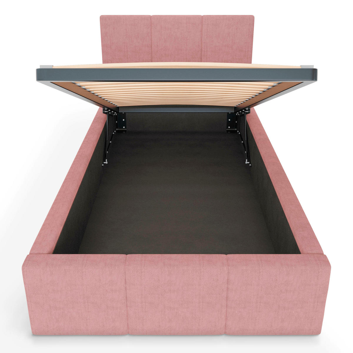 POLSTERBETT für Schlafzimmer Bett mit Stauraum Rosa 90x200cm Kopfteil 120cm - Rosa, Holzwerkstoff/Metall (90/200cm) - Muralo