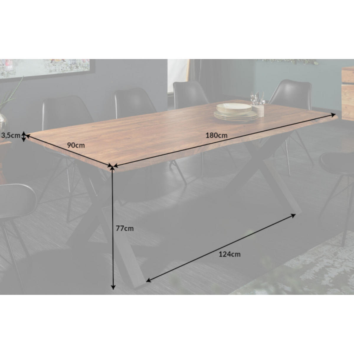 ESSTISCH MAMMUT NATURE Akazie 180cm - Braun/Grau, Holz/Metall (90/180/77cm) - riess-ambiente