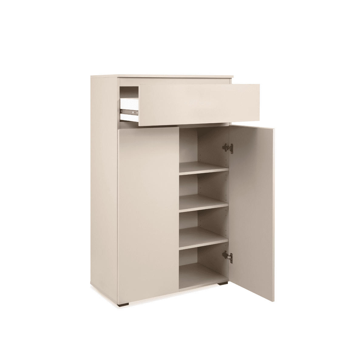 SCHUHSCHRANK mit 2 Türen und 1 Schublade, Kaschmir 40/131/80 cm - Beige, Holzwerkstoff (40/131/80cm) - Calicosy