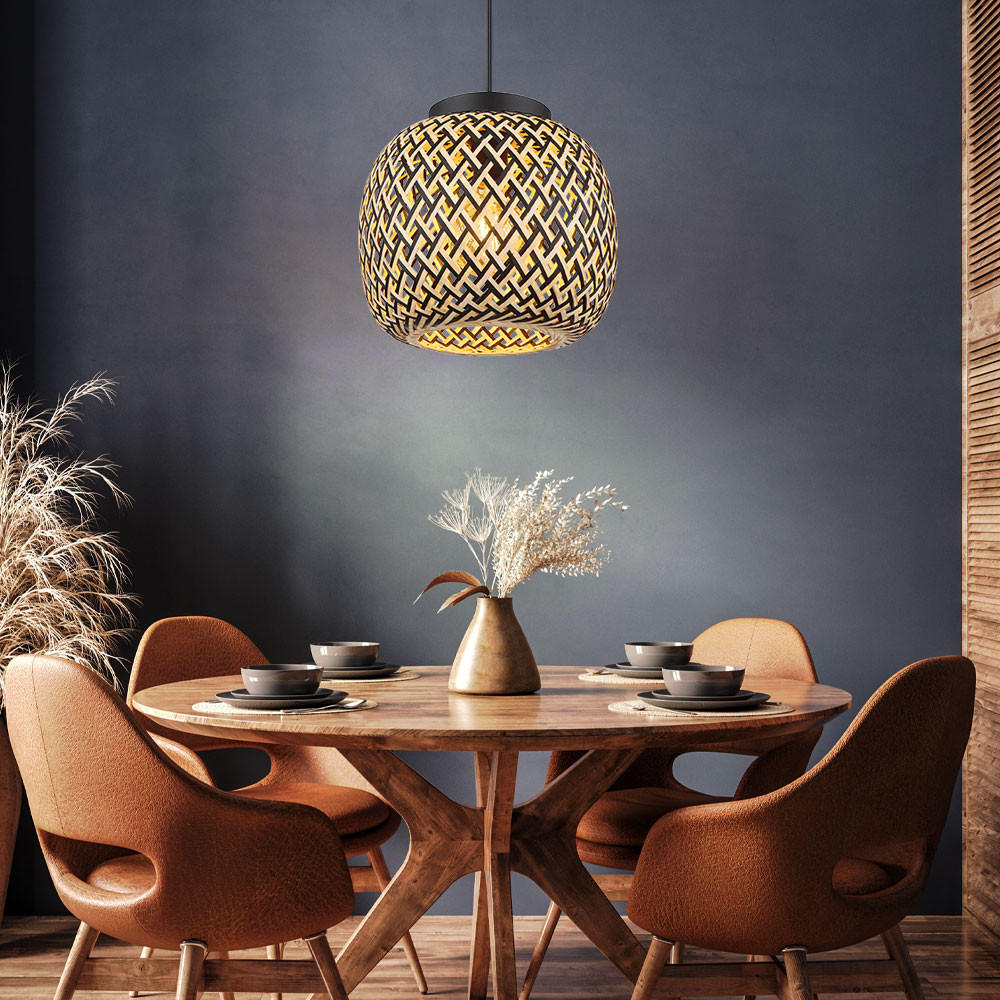 HÄNGELEUCHTE Metall Bambus Braun - Braun, Holz (30/30/120cm) - Globo Lighting