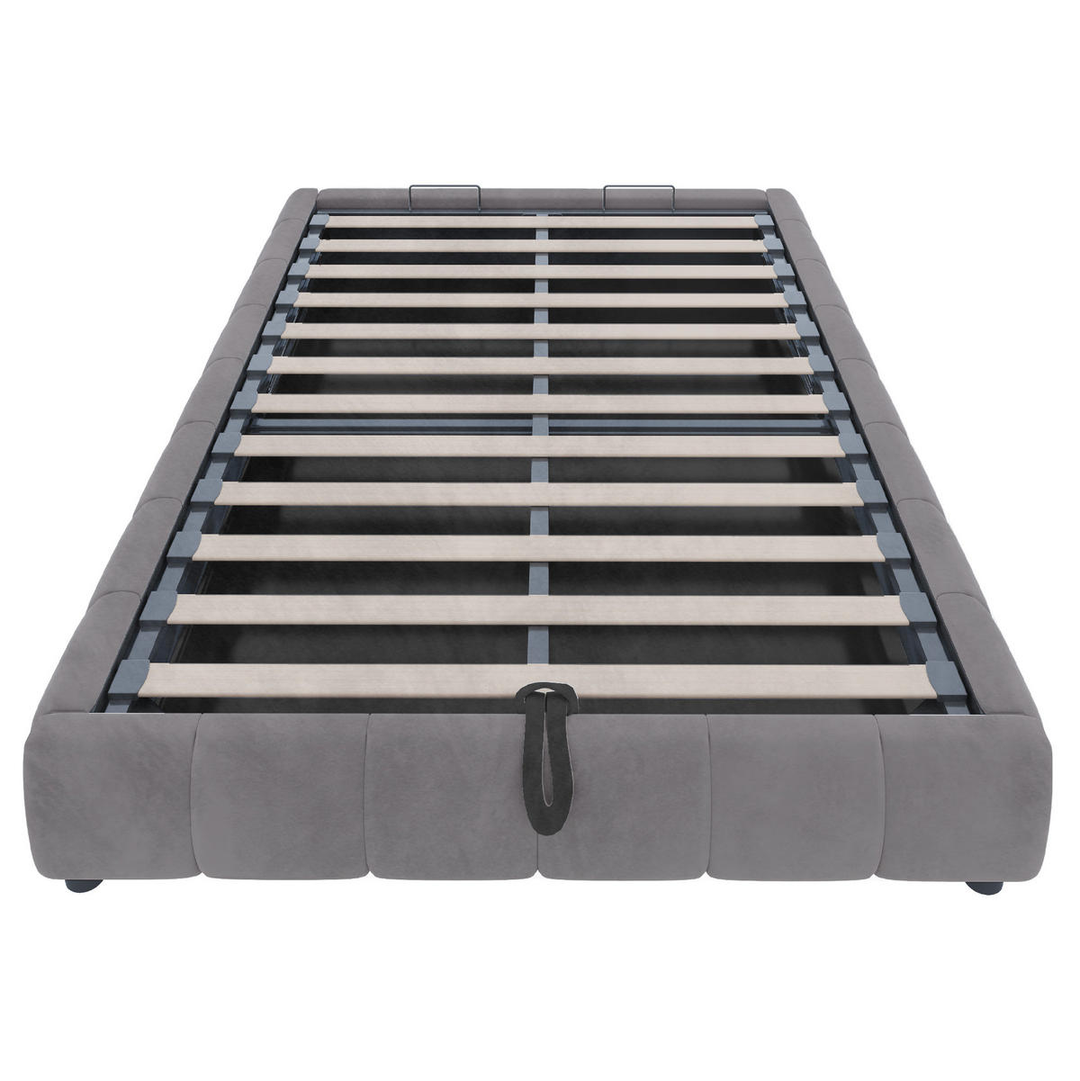 ČALÚNENÁ posteľ 140/200 cm sivá, s LED osvetlením a hydraulickým úložným priestorom - sivá, textil (140/200cm) - BEAOK
