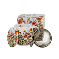 TEETASSE mit Sieb in Fassform WILD BIRD - Weiß, Keramik (0.43L) - DUO PORCELAIN