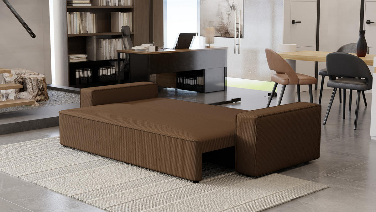 SOFA Vens mit Bettkasten und Schlaffunktion, Cordstoff - Braun, Holzwerkstoff (242/85/95cm)