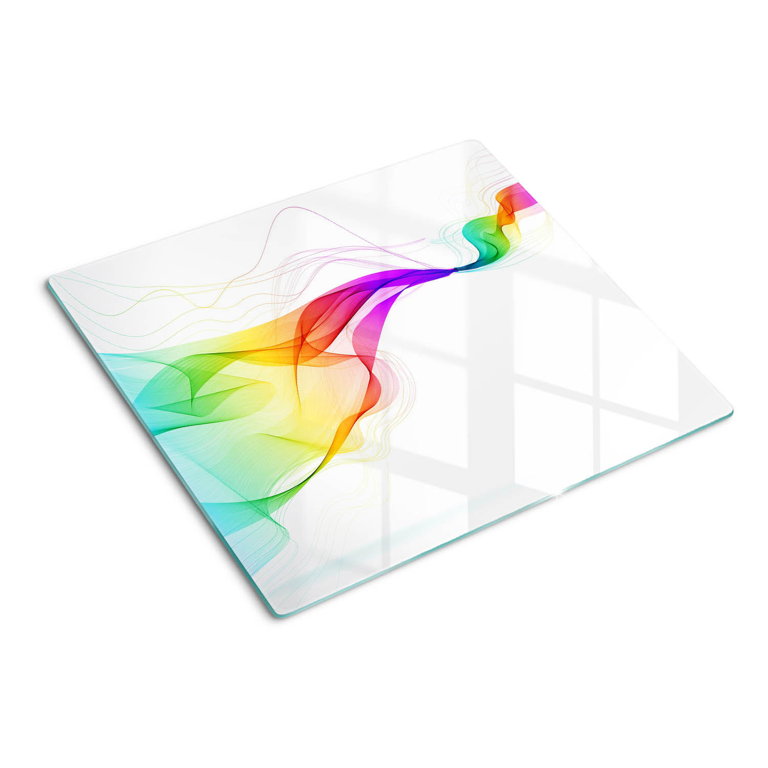GLASPLATTE 60x52 cm Bunte Abstraktion - Blau/Dunkelgrau, Glas (60/0.4/52cm) - TULUP