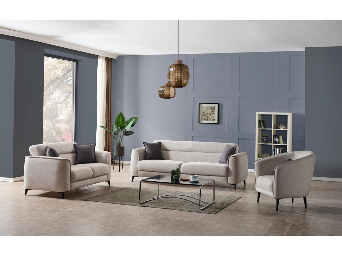 SITZGARNITUR Acapulco, Beige Stellvariante 3+3+1 - Beige, Holzwerkstoff/Kunststoff (237/87/98cm)