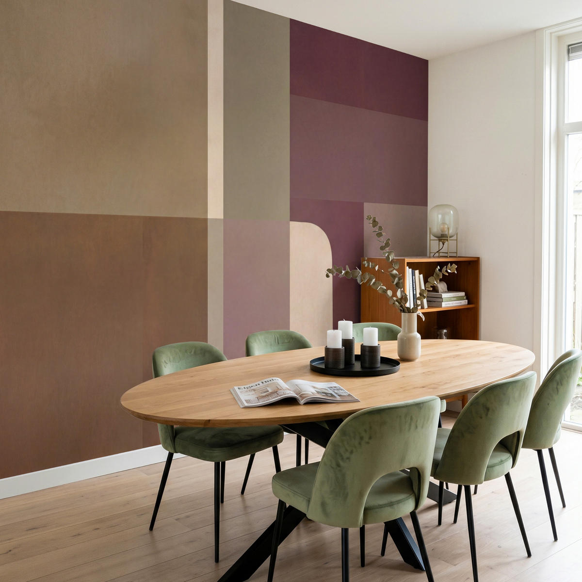 TAPETE - Unis - Abstrakt - Bordeaux - Linien - 300x260 cm - Multicolor, Papier (300/260cm) - OnlyWow