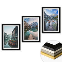 WANDBILDER 3er-Set - 20x30 cm Schwarzer Rahmen - See Berge Holzboote - Schwarz, Kunststoff (20/30cm) - ArtPrintCave