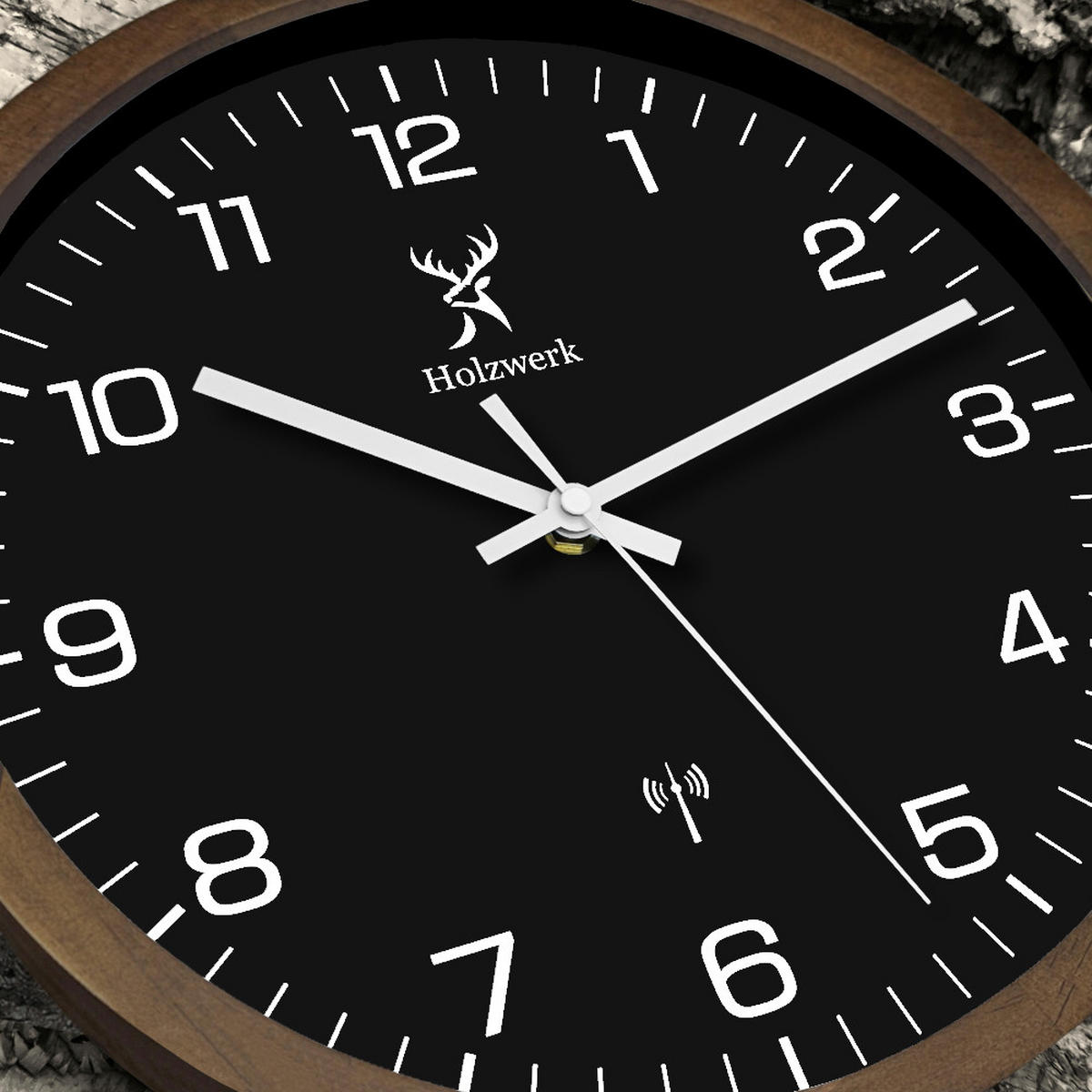 WANDUHR Holz Designer SEGEBERG (FUNK) Loft Wand Uhr, braun, schwarz - Dunkelbraun/Schwarz, Glas/Holz (30/30/4.2cm) - Holzwerk