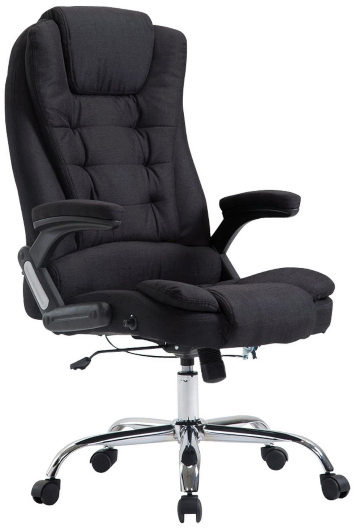 CHEFSESSEL Stoff schwarz - Chromfarben/Schwarz, Textil/Metall (69.5/113/78cm) - CLP
