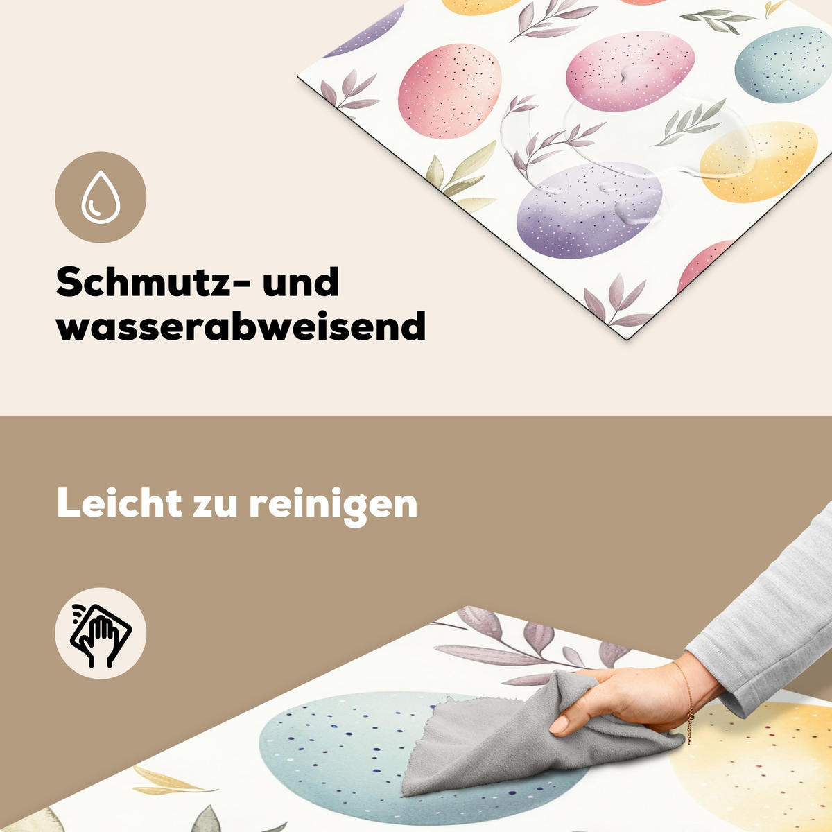 HERDABDECKPLATTE Eier - Bunt - Muster Abdeckung Ceranfeld 57.6x51.6 cm - Weiß, Kunststoff (57.6/51.6/0.2cm) - MuchoWow