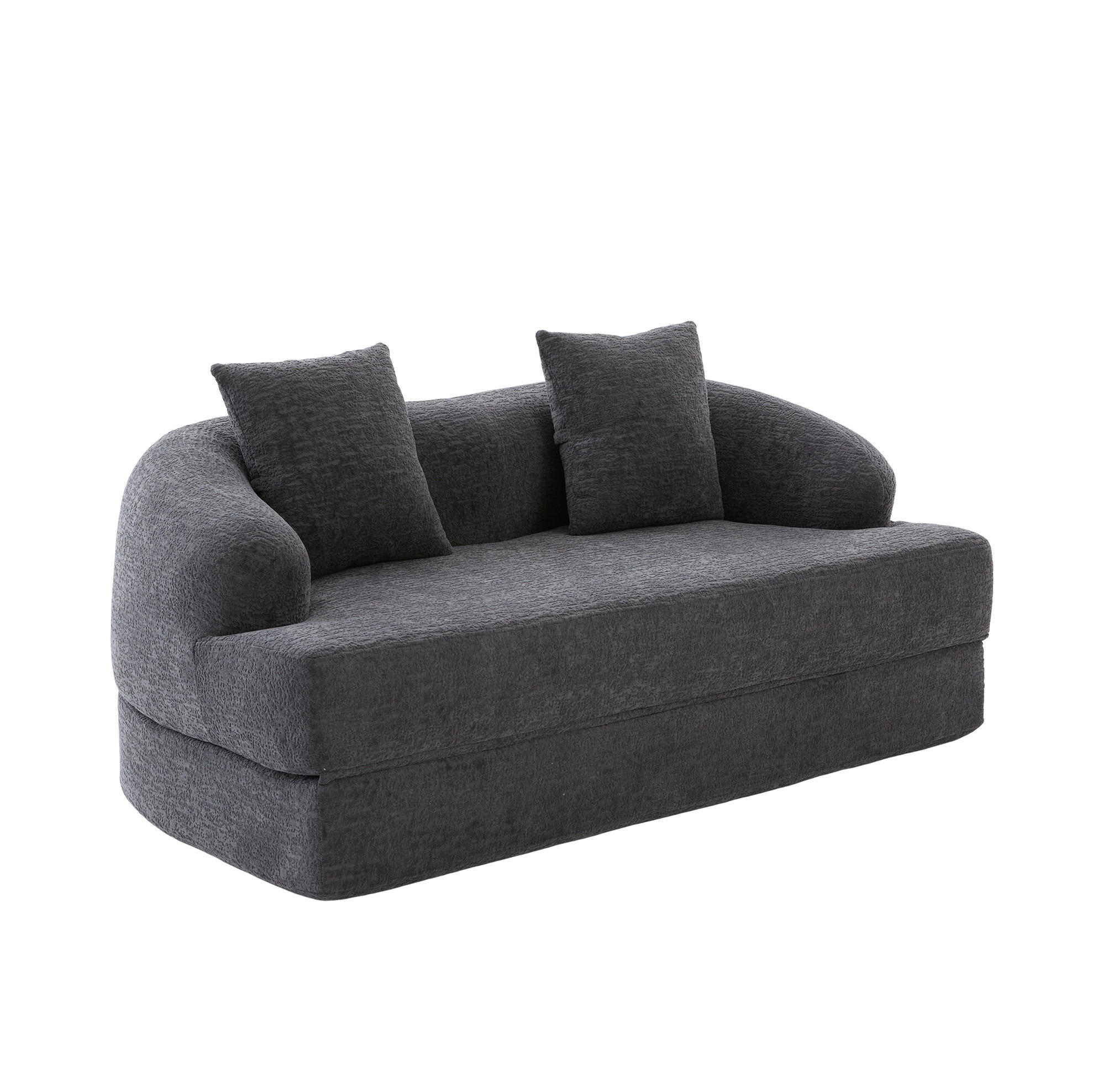 SOFA 2-in-1 mit Schlaffunktion 157 cm Chenille Dunkelgrau - Dunkelgrau, Kunststoff (84/65/157cm) - Meubliv