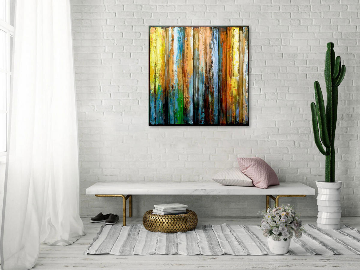 METALLBILD Bunt 80/80 cm - Multicolor, Metall (5.42/80cm) - KUNSTLOFT