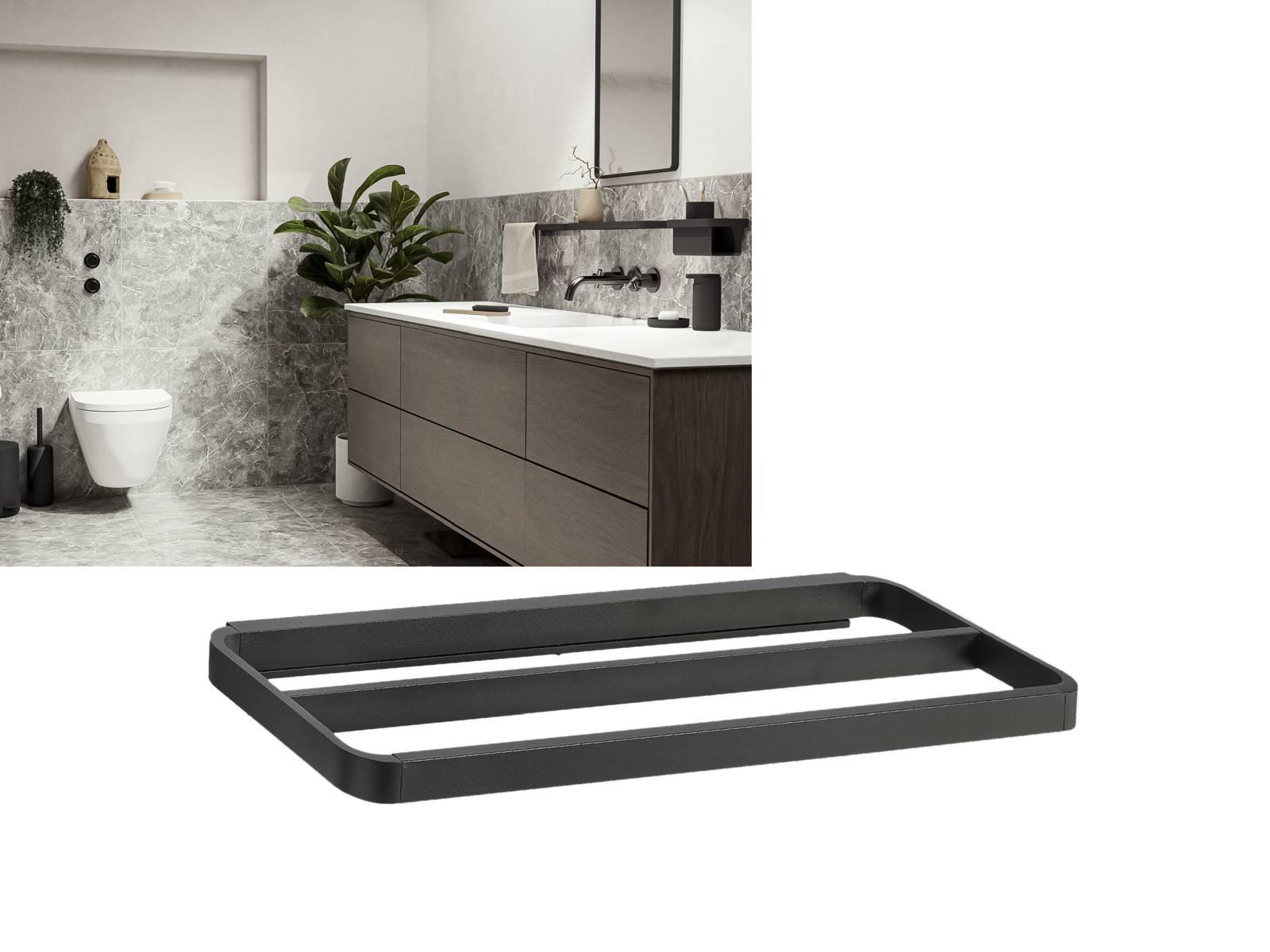 HANDTUCHHALTER Rim schwarz 44x12cm - Schwarz, Metall (44/2/12cm) - Zone Denmark