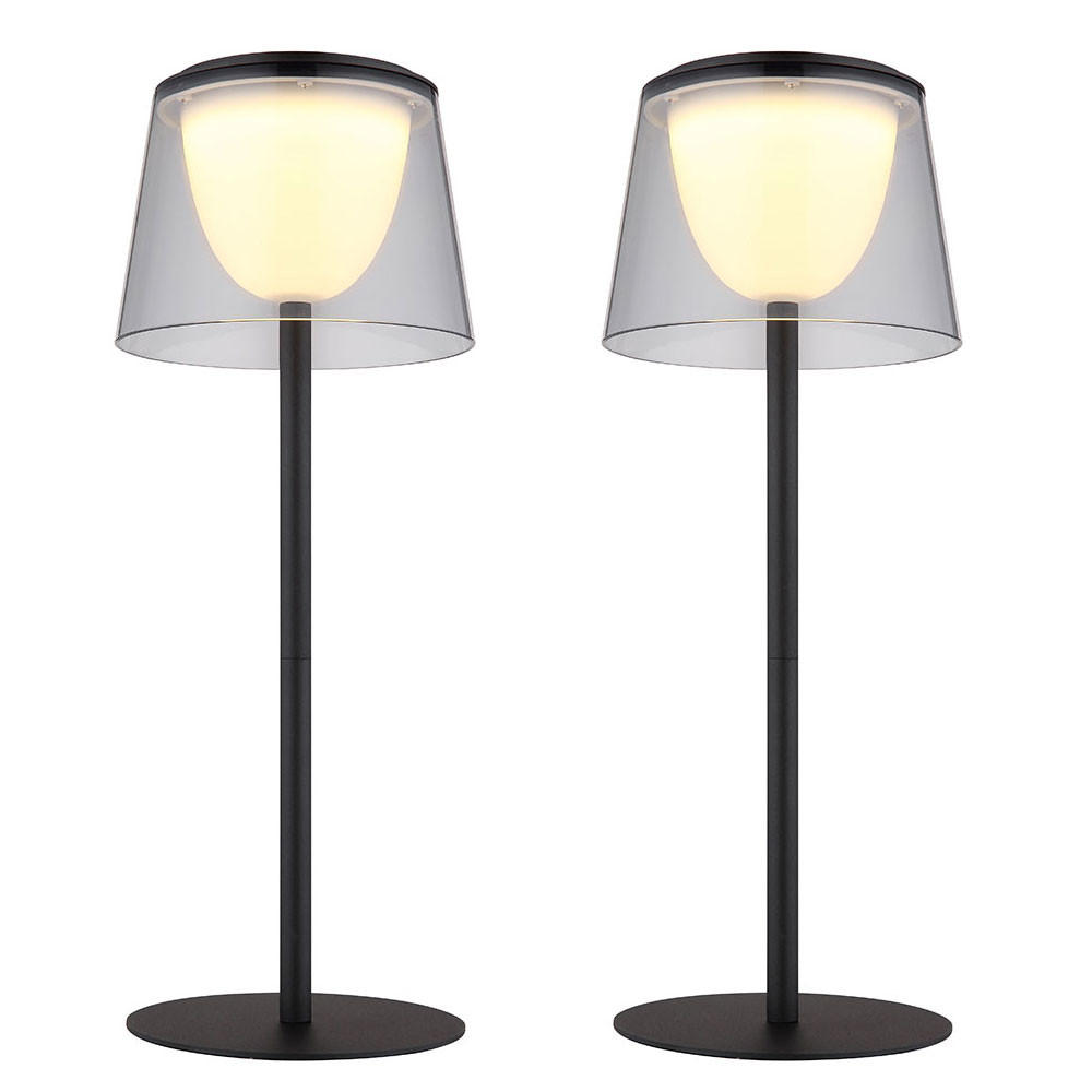 TISCHLEUCHTE MARIAM Metall Schwarz, LED, 2er Set - Schwarz, Metall (13/13/34cm) - Globo Lighting