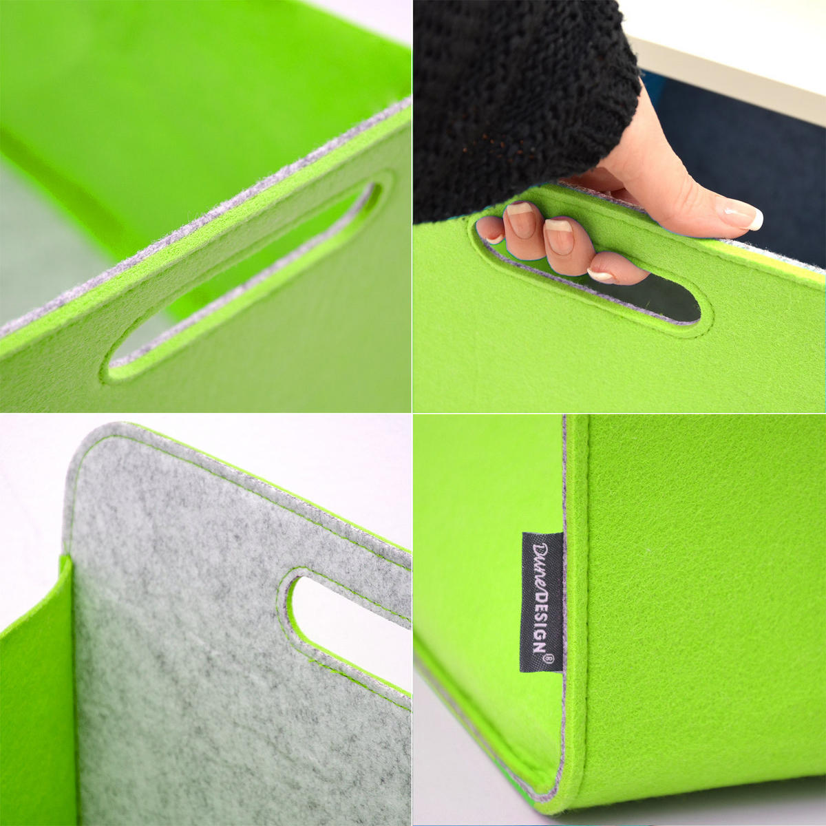 AUFBEWAHRUNGBOX 4er Set 33/38, graugrün - Limette/Grau, Kunststoff (33/33/38cm) - Dunedesign