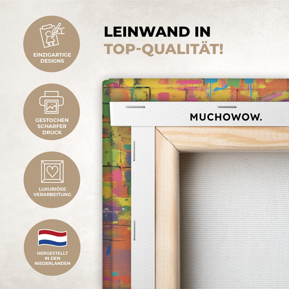 LEINWANDBILD Graffiti - Schimpanse - Straßenkunst - Kopfhörer - Affe Wandbild 40x30 cm - Blau, Textil (40/30cm) - MuchoWow