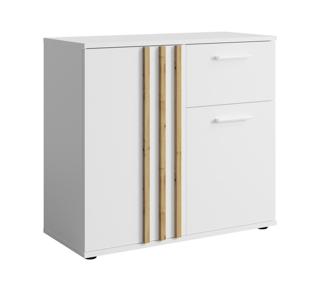 SIDEBOARD Turell 2D1SZ Weiß 80/73/35 cm – Kommode mit Schublade - Weiß, Holzwerkstoff/Kunststoff (80/73/35cm) - AX Living