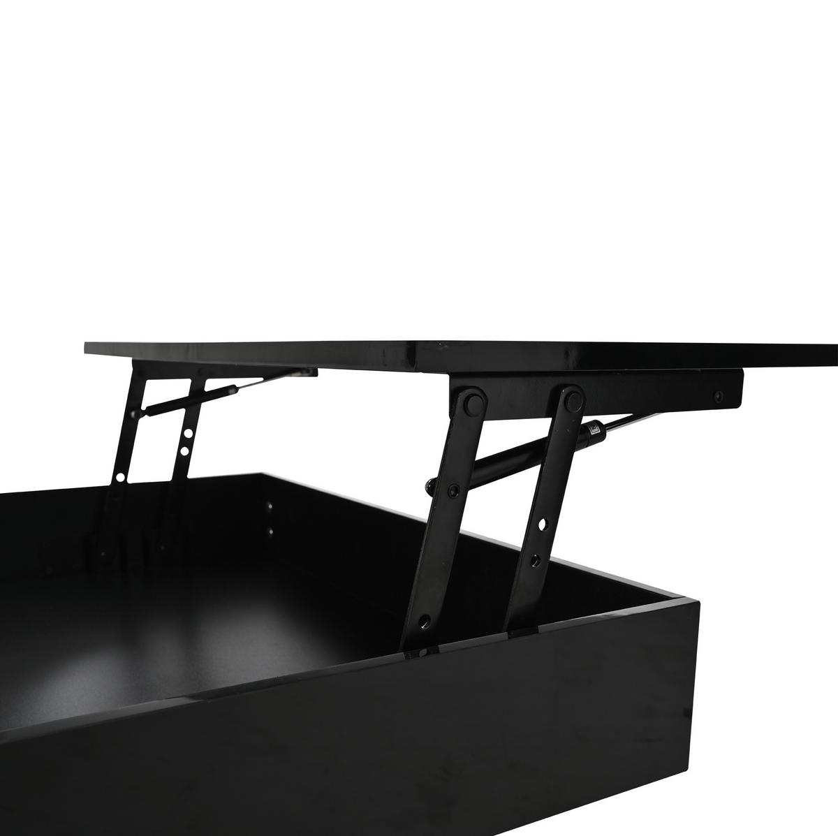 COUCHTISCH 70/70/45 cm schwarz aus Spanplatte mit Hebefunktion und 360° Drehplatte - Schwarz, Holzwerkstoff (70/70/45cm) - OKMYHOME