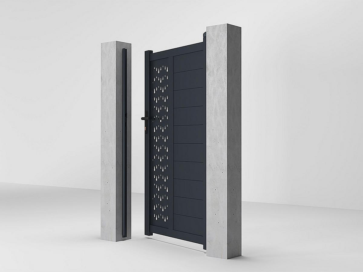 EINGANGSTOR - 100cm x 4.6cm - Aluminium - anthrazitgrau - GREGOR - Anthrazit, Metall (100/176cm) - Vente-Unique