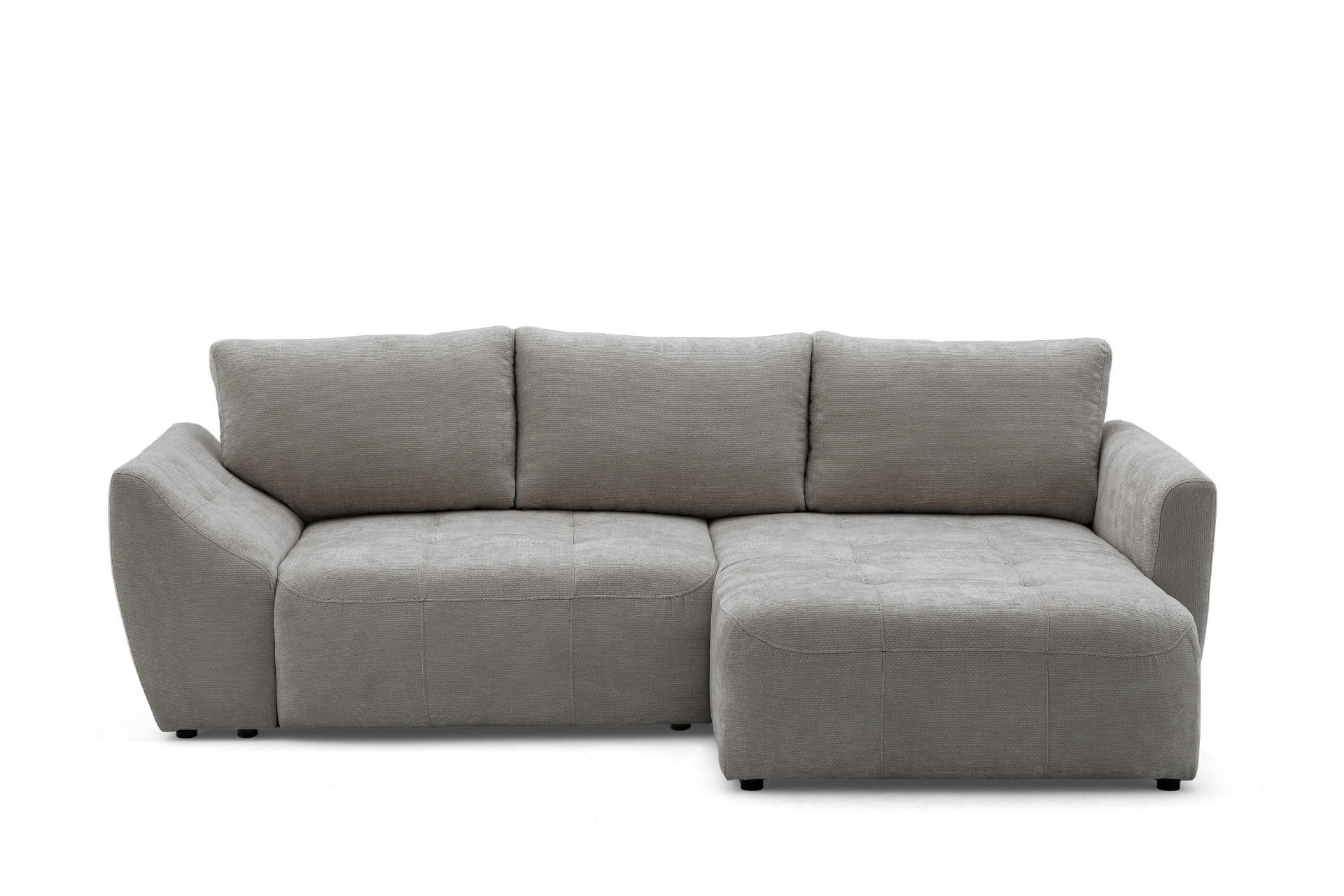ECKSOFA NICE L Rechts mit Schlaffunktion 137x204 Chenille Grau - Schwarz/Grau, Holz/Textil (165/260cm) - Muffo