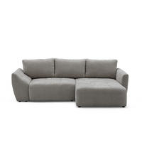 ECKSOFA NICE L Rechts mit Schlaffunktion 137x204 Chenille Grau - Schwarz/Grau, Holz/Textil (165/260cm) - Muffo