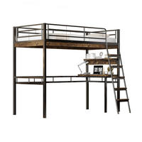 HOCHBETT 90/200 cm Schwarz aus Metall mit Schreibtisch und Regalen - Schwarz, Metall (90/200cm) - OKMYHOME
