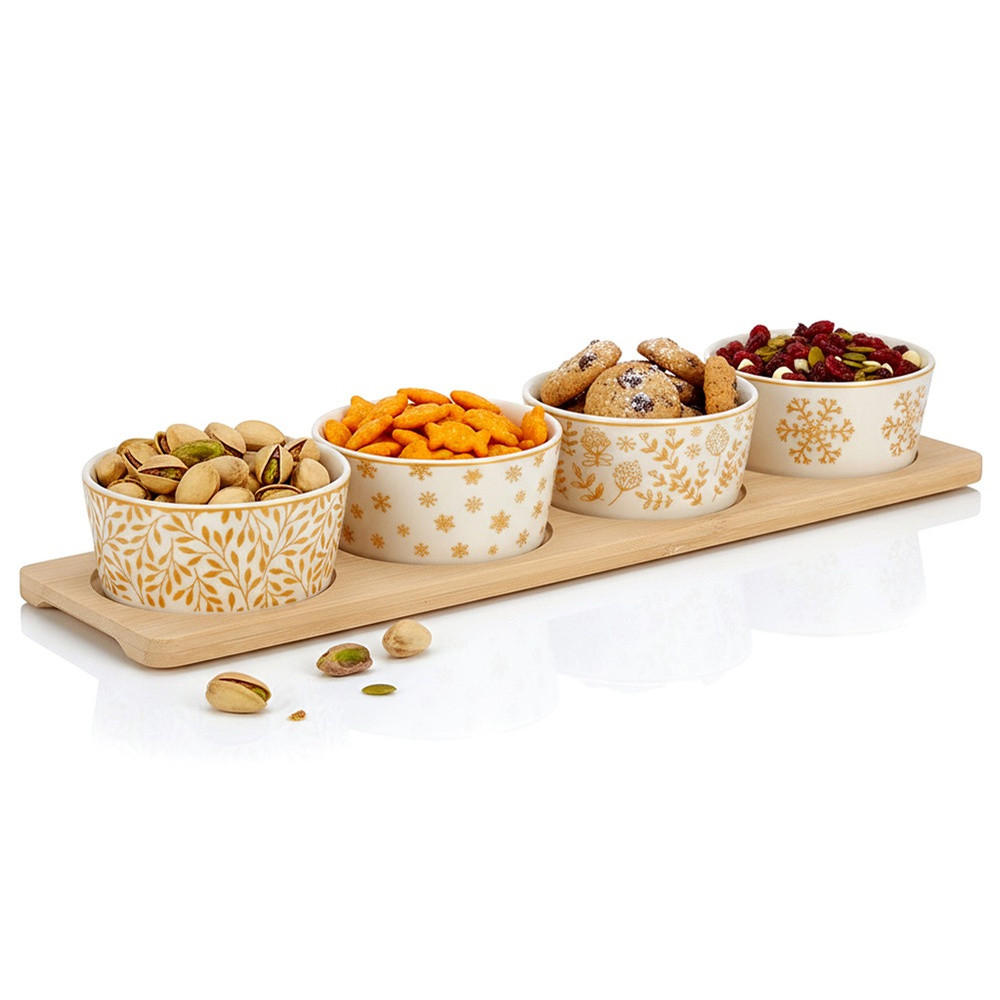 SNACKSCHALEN Porzellan auf Tablett 5 Stück. - Weiß, Keramik (10/38/4.5cm) - Excellent Houseware