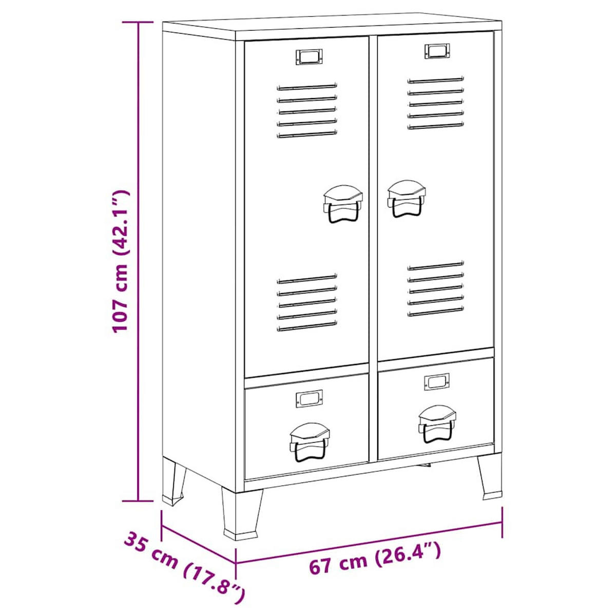 KLEIDERSCHRANK Industrie-Stil Anthrazit 67/35/107 Cm Stahl - Anthrazit, Metall (35/107/67cm) - vidaXL